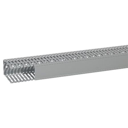 Transcab - Cable grey duct with cover - 2 metre length 60x100mm 2m 12.5mm finger DIN pitch with cover grey