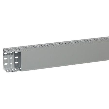 Transcab - Cable grey duct with cover - 2 metre length 100x60mm 2m 12.5mm finger DIN pitch with cover grey