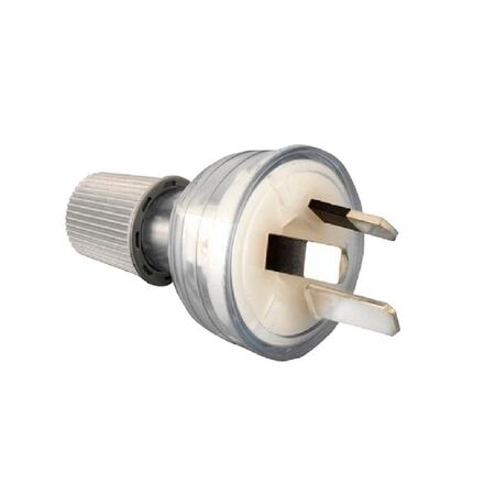 HPM 10A 3 Pin Plug Top with Cord Locking Nut Clear