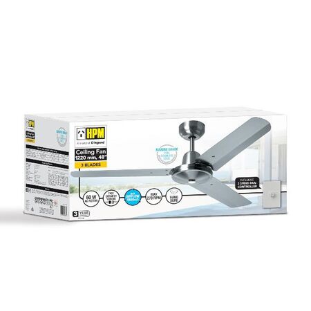 HPM Marine Grade 316L Stainless Steel 3 Blade Ceiling Fan 1220mm 48in