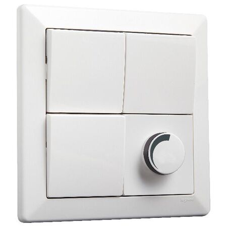 Como - Vertical rotary dimmer trailing edge 2 wire 400VA 240V a.c. with 3x10A switches white