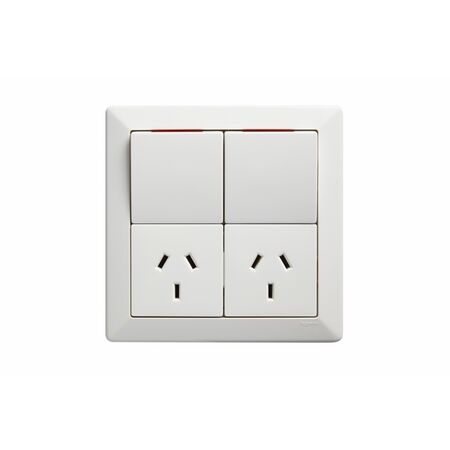 Como - Vertical double powerpoint 2 gang 10A 240V a.c. square plate white