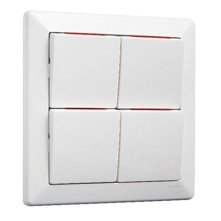 Como - Vertical switch 4 gang 10A 240V a.c. with red line white