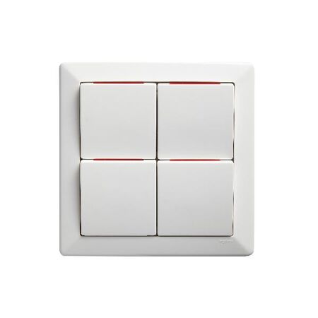 Como - Vertical switch 4 gang 10A 240V a.c. with red line white