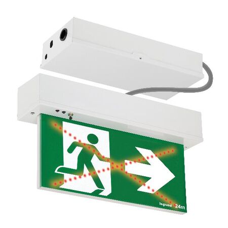 Dynamex LED Suspended Exit Sign - single sided running man right with lithium battery - Galaxy*