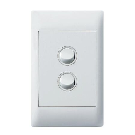 Excel Life - Common plate - Vertical rocker switch - Single Pole Double Throw 2- gang 16AX 240V a.c. white