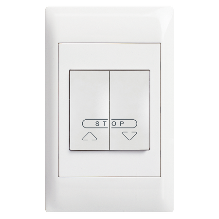 Excel Life - Common plate - Electronic device roller blinds control switches push button 1 gang via relay 6A 240V a.c. white