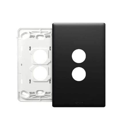 Excel Life EM Series Grid & Plate 2 Gang Matt Black