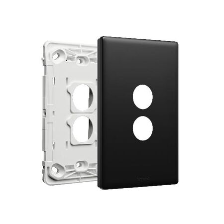 Excel Life EM Series Grid & Plate 2 Gang Matt Black