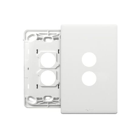 Excel Life EM Series Grid & Plate 2 Gang Matt White