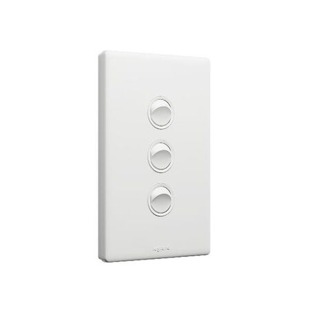 Excel Life 16AX 2 Way Single Pole Double Throw Vertical Rocker Switch 3 Gang Matt White