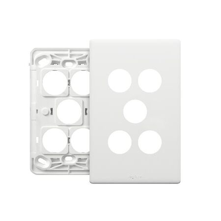 Excel Life EM Series Grid & Plate 5 Gang Matt White
