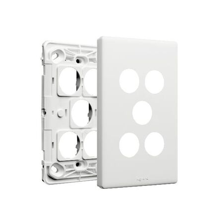 Excel Life EM Series Grid & Plate 5 Gang Matt White