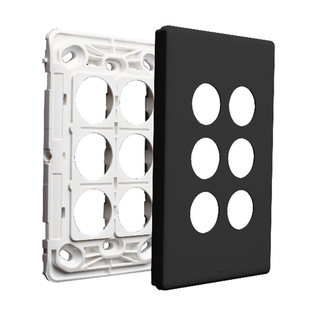 Excel Life EM Series Grid & Plate 6 Gang Black