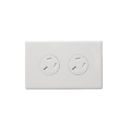 Excel Life 10A Autoswitch + Safety Shutters Horizontal Double Powerpoint Gloss White