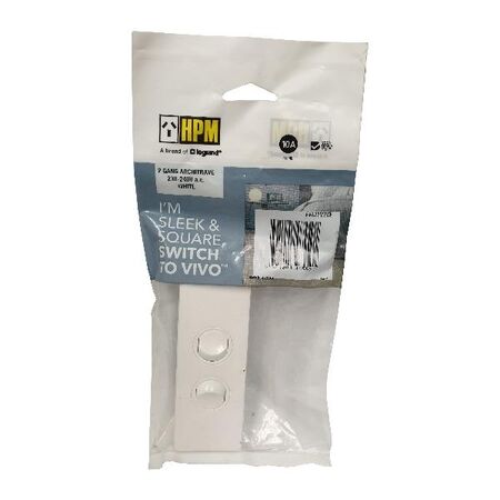 HPM VIVO 10A 2 Gang Architrave Switch White
