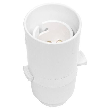 Lamp holder skirt double pole pushbar switch 10mm thread top entry - white