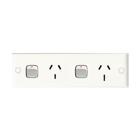 HPM Standard 10A &15A Double Power Point Narrow Plate White