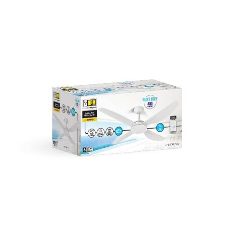 HPM Serene 4 Blade AC Ceiling Fan 1220mm 48in White