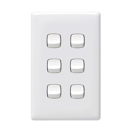 Linea - Vertical rocker switch - Single Pole Double Throw - 6 gang 2 way 240V a.c. white