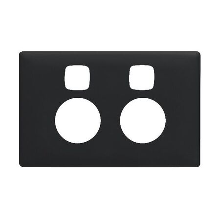 Linea Double powerpoint coverplate 2 gang with extra safety midnight dash