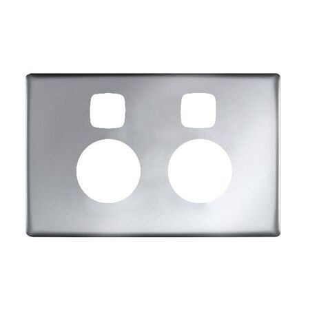 Linea Powerpoint coverplate 2 gang with extra safety matt silver