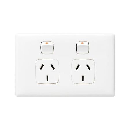 Linea - Horizontal double powerpoint 2 gang 10A 240V a.c. white