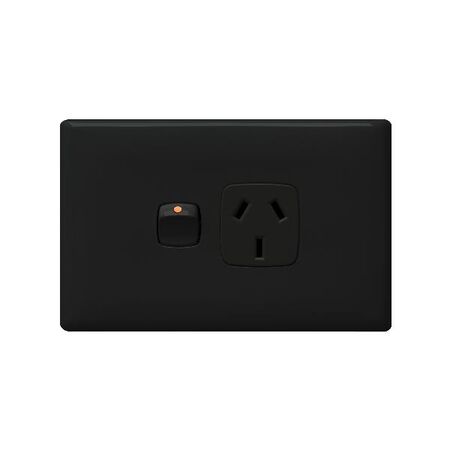 Linea - Horizontal single powerpoint 1 gang 10A 240V a.c. black