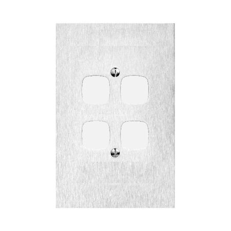 Architectural metal - Grid & stainless steel plate 4 gang white