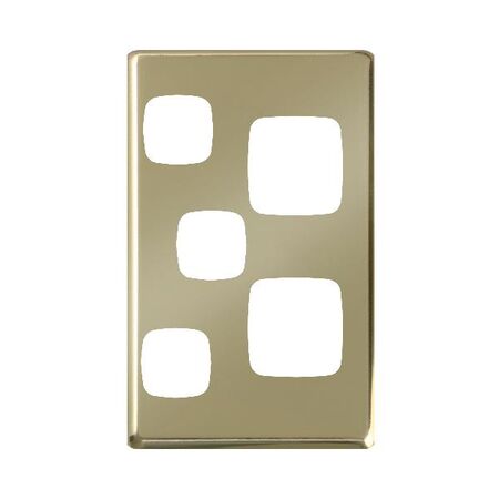 EXCEL - Double vertical powerpoint with extra funtion hole coverplate only - Polished Brass