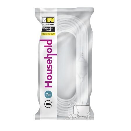 HPM Household 10A 3 Core 1.0mm² Extension Lead 7m White