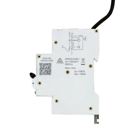 DX3 Single Pole RCBO 1P+N 10A 30MA C Curve with Flexible Neutral Tail 900mm