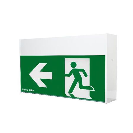 Large 48m LED Exit sign - double sided running man left/right with lithium battery - Axiom