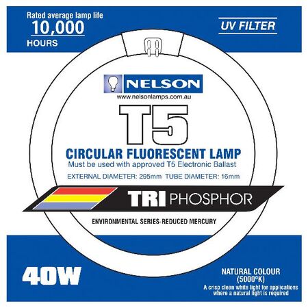 Nelson - Fluorescent T5 lamp Circular - 40W natural white 5000K 295mm