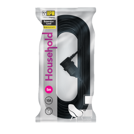 HPM Entertainment 10A 3 Core 1.0mm² Extension Lead 5m Black