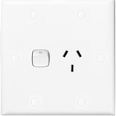 HPM Standard 10A Square Single Power Point White