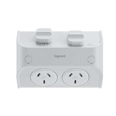 AQUA Life 10A IP53 Weatherproof Surface Mount Double Powerpoint with 2 Terminal Sets Limestone Grey