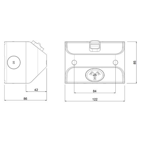 AQUA Life 15A IP53 Weatherproof Surface Mount Single Powerpoint Cement Grey