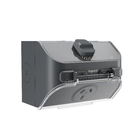 AQUA Life 10A IP54 Weatherproof Surface Mount Single Powerpoint Cement Grey