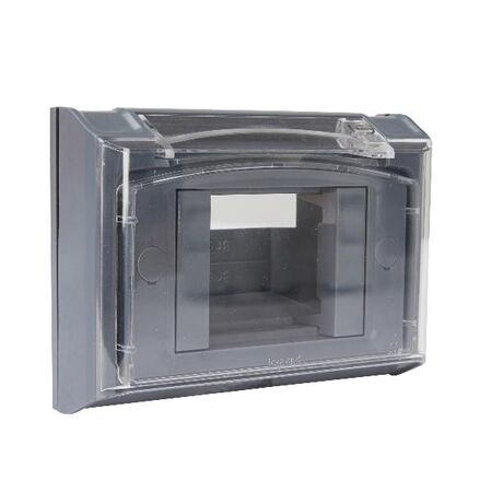 AQUA ARTEOR IP44 3 Module Shallow Mount Adaptor with Cover Cement Grey