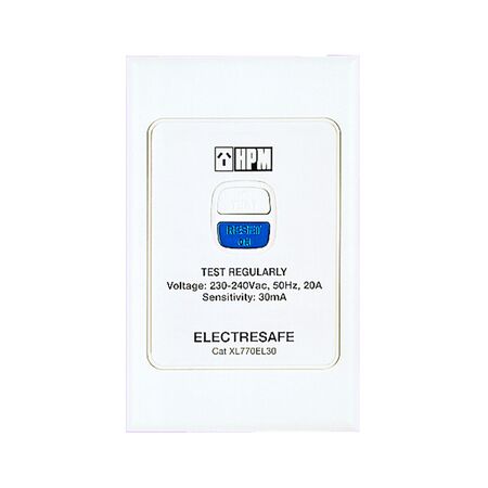 Excel - Vertical switch 240V a.c. with RCD 30mA white
