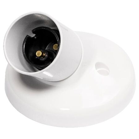 Weatherproof angled batten holder white B22 angle 90mm base 50mm mounting centre, IP33 - white