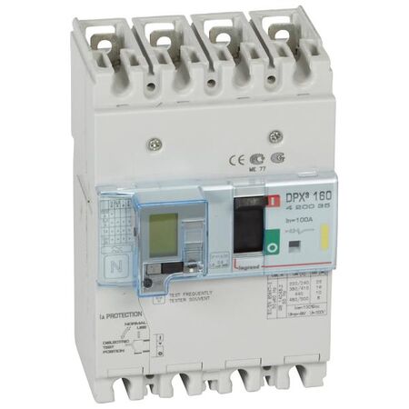 DPX³ 160 Thermal Magnetic MCCB with e.l.c.bs - Icu 16 kA - 400 V~ - 4 Phase - 100 A