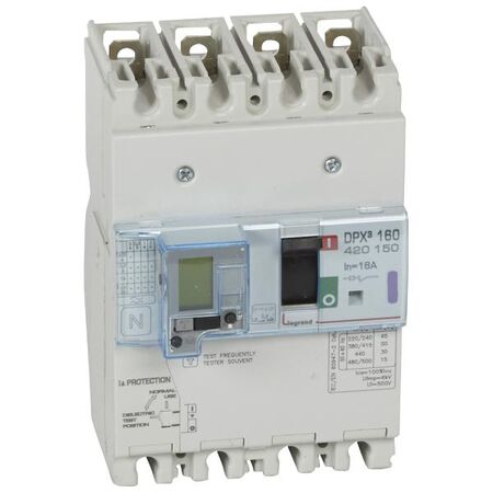 DPX³ 160 Thermal Magnetic MCCB with e.l.c.bs- Icu 50 kA - 400 V~ - 4 Phase - 16 A