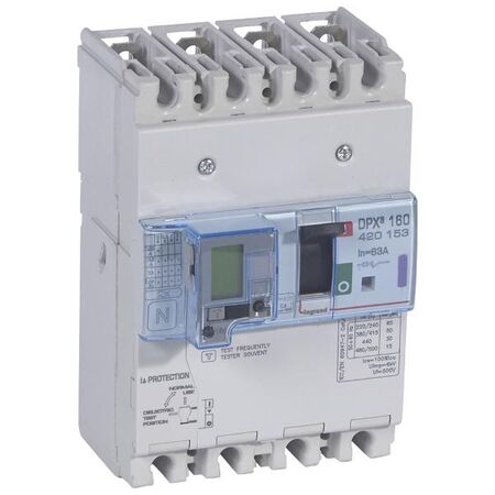 DPX³ 160 Thermal Magnetic MCCB with e.l.c.bs- Icu 50 kA - 400 V~ - 4 Phase - 63 A