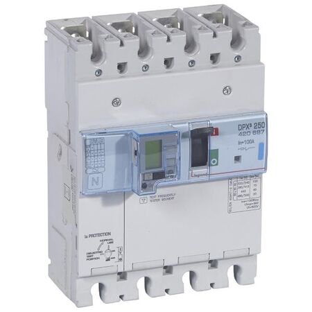 DPX³ 250 MCCB Electronic + Energy Metering + e.l.c.bs - Icu 70 kA - 4 Phase - 100 A