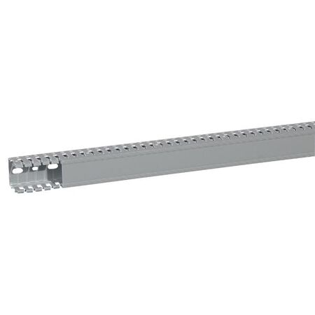 Transcab - Cable grey duct with cover - 2 metre length 40x40mm 2m 12.5mm finger DIN pitch with cover grey