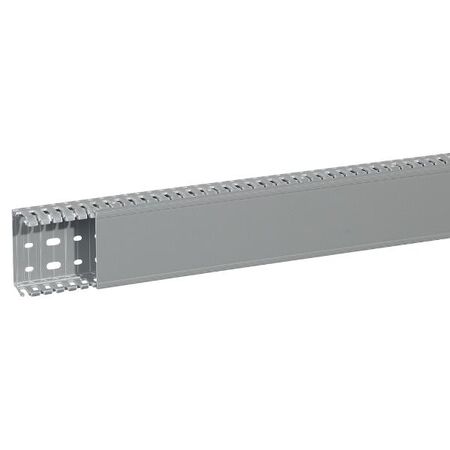 Transcab - Cable grey duct with cover - 2 metre length 80x40mm 2m 12.5mm finger DIN pitch with cover grey