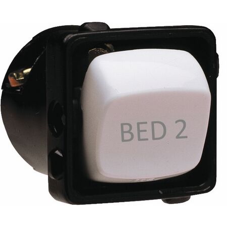 HPM 10A 1 & 2 Way Single Pole Single Throw BED2 Engraved Rocker Switch White