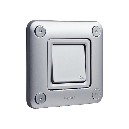 Soliroc 2 Way 10Amp Complete Switch Coverplate 1 Gang 110x110x13mm Metal Silver